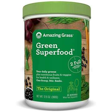 Amazing Grass Green Superfood Organic Powder – Daily Nutritional Boost, 12.6 Ounce