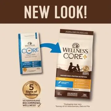 Wellness CORE+ Natural Grain-Free, High Protein Adult Dry Cat Food, Salmon and Herring Meal, Indoor Recipe, 5 Pound Bag