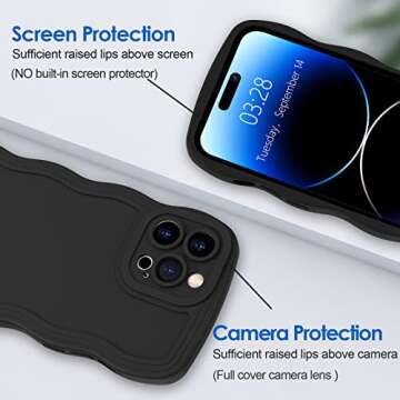 Anuck for iPhone 14 Pro Case Wave, Curly Frame Design for Women Girls, Cute Wavy Solid Color Aesthet...