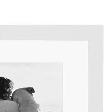 DesignOvation Modern Gallery Floating Wood Picture Frame, Set of 4, 8" x 10", White, Floating Picture Frames for Wall