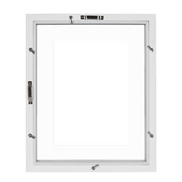 DesignOvation Modern Gallery Floating Wood Picture Frame, Set of 4, 8" x 10", White, Floating Picture Frames for Wall
