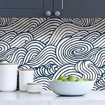 NuWallpaper NUS3562 Navy Saybrook Peel & Stick Wallpaper, Blue