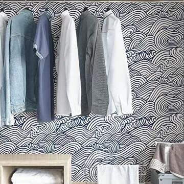 NuWallpaper NUS3562 Navy Saybrook Peel & Stick Wallpaper, Blue