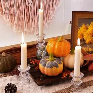 Letine Candlestick Holders Set of 12-2.5" H Taper Candle Holders Bulk - Clear Glass Candle Holder for Rustic Wedding Centerpiece Table Decorations, Halloween & Thanksgiving Decorations Indoor