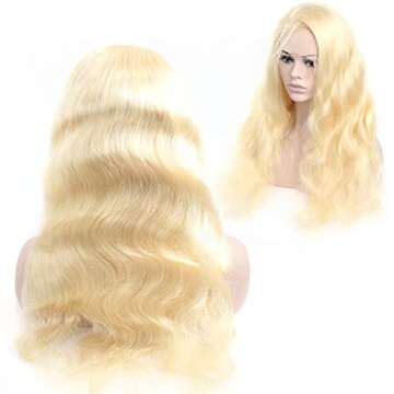 MYDIVA 613 Blonde Middle Part Human Hair Lace Front Wigs Blonde 13x1 Lace Front Wig Pre Plucked With...