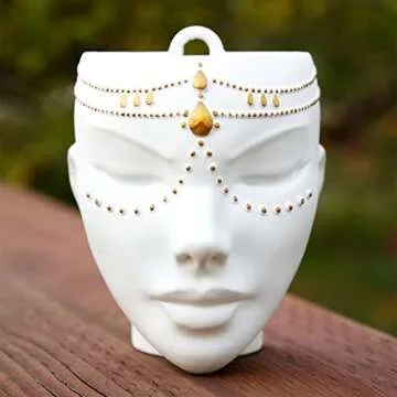 Bossa Linda Head Planter - Indoor & Outdoor Home Decor Gifts for Plant Lovers - for Flat Surface or Wall Mount - Unique Face Planter for Flowers, Succulents, & More (7 inch, Serena Design, White)