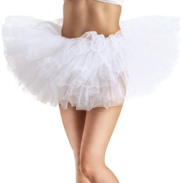 Adult Tutu Skirt, Tulle Tutus for Women, Teens Ballet Skirts Classic 5 Layers White