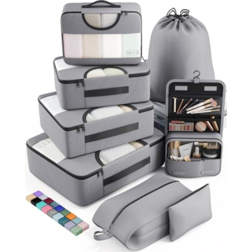 Veken 8 Set Packing Cubes for Travel, Suitcase Essentials Organizer Bags Set for Luggage, Road Trip ...