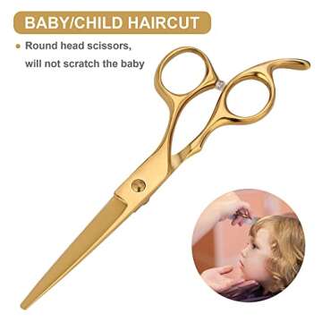 Airewsa Golden Hair Cutting Scissors Professional Stainless Steel Premium Shears for Hair Cutting for Home 6.9" Barber Hairdressing Shear for Man Woman Adults Kids