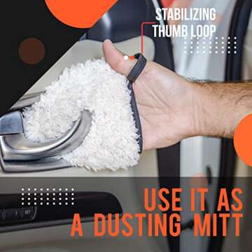 Maxshine 2 Pack Professional Microfiber Wash Mitts Auto Detailing - Car Washing Accessories - Finger Wheel & Dusting Mitt, Small Area Detailing & Wash Mitt