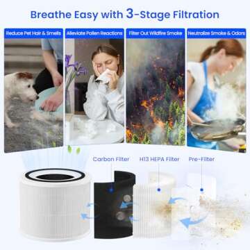 2-Pack Core 300 Replacement Filter Compatible with LEVOIT Core 300 and Core 300S Air Purifier, H13 T...