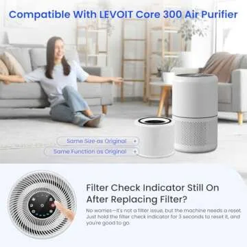 2-Pack Core 300 Replacement Filter Compatible with LEVOIT Core 300 and Core 300S Air Purifier, H13 True HEPA & Activated Carbon, Replace Core300-RF, White