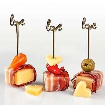 Coffee and Cocktail Stirrers, Reusable Plastic Drink Stirrer Sticks, 48 Swizzle Sticks, Use as a Cocktail Garnish or Cocktail Mixers, Wedding, 6 inch (LOVE Food Garnish)