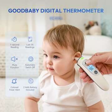 Ear Thermometer for Adults and Kids, Digital Accurate Ear and Forehead Thermometer with Fever Alarm,...