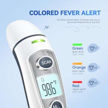 Ear Thermometer for Adults and Kids, Digital Accurate Ear and Forehead Thermometer with Fever Alarm, 1 Second Fast Result, FSA HSA Eligible, Easy to use, 2 in 1 Mode