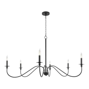 Kira Home Archer Large Black Finish Chandelier with Adjustable Height
