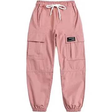 SANGTREE Girls Cargo Pants - Loose Tapered Multi Pocket Joggers for Girls, 11-12 Years
