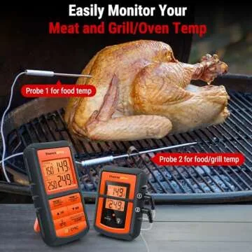 ThermoPro TP08 500FT Wireless Meat Thermometer for Grilling Smoker BBQ Grill Oven Thermometer with D...