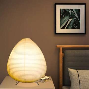 Bedside Table Lamp Paper and Chrome Standing Lamp Room Decoration Festival Lantern Light Nightstand ...
