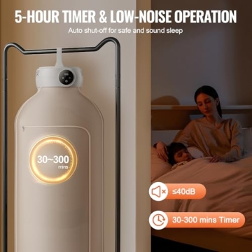 VEVOR Portable Clothes Dryer, Clothes Dryer with Dryer Bag, PTC Heating & LED Display, Foldable Mini Dryer with 5-H Timer for Apartments, Dorms, RVs, or Hotels, 600W, Beige