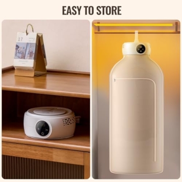 VEVOR Portable Clothes Dryer, Clothes Dryer with Dryer Bag, PTC Heating & LED Display, Foldable Mini Dryer with 5-H Timer for Apartments, Dorms, RVs, or Hotels, 600W, Beige