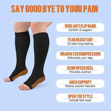 Copper Compression Socks for Men & Women Open Toe Support