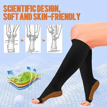Copper Compression Socks for Men & Women Open Toe Support
