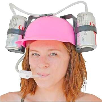 Fairly Odd Novelties Beer Soda Guzzler Helmet Drinking Party Hat, Pink