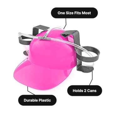 Fairly Odd Novelties Beer Soda Guzzler Helmet Drinking Party Hat, Pink