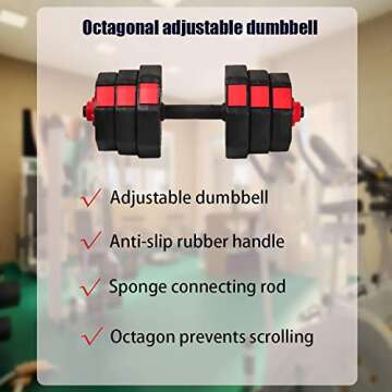 WATMAID Dumbbells Weights Set Adjustable Weight to 44Lbs, Free Weight Sets with Connecting Rods, Used as Barbell Set Gym Exercise Home Training, Fitness Dumbbell Set with Different Weights