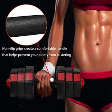 WATMAID Dumbbells Weights Set Adjustable Weight to 44Lbs, Free Weight Sets with Connecting Rods, Used as Barbell Set Gym Exercise Home Training, Fitness Dumbbell Set with Different Weights