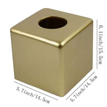 Hymmah Matte Gold Square Tissue Box Cover - Elegant Bathroom Accessories