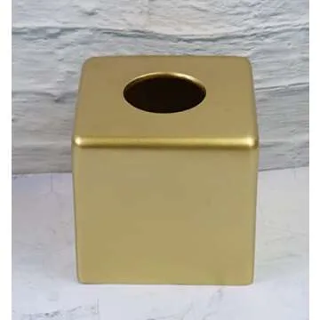Hymmah Matte Gold Square Tissue Box Cover for Home Decor
