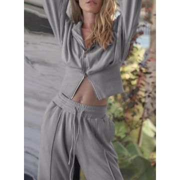 Herseas Women's Gray Tracksuit Set for Casual & Workout