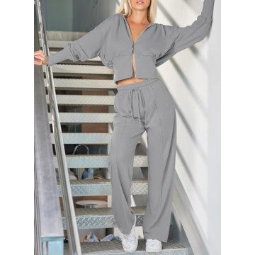 Herseas Women's Gray Tracksuit Set for Casual & Workout