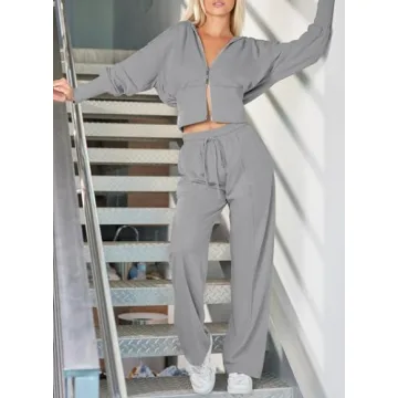 Herseas Women's Gray Tracksuit Set for Casual & Workout