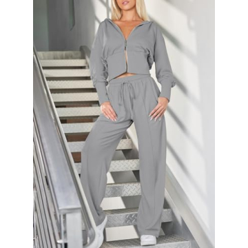 Herseas Women's Gray Tracksuit Set for Casual & Workout