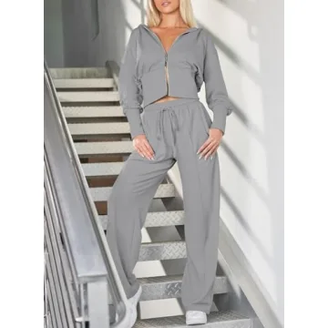 Herseas Women's Gray Tracksuit Set for Casual & Workout