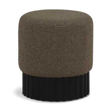 Meridian Furniture Olive Veranda Mid-Century Modern Ottoman in Boucle Fabric