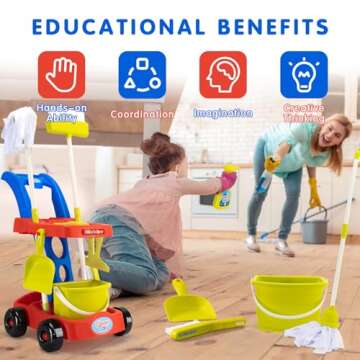 CAPAKIDS Kids Cleaning Toy Set, Toddler Cleaning Set with Cleaning Cart for Kids, Durable and Realistic Kids Cleaning Set as Pretend Play Gifts for Children Age 3+