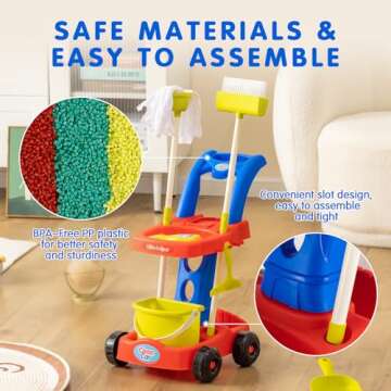 CAPAKIDS Kids Cleaning Toy Set, Toddler Cleaning Set with Cleaning Cart for Kids, Durable and Realistic Kids Cleaning Set as Pretend Play Gifts for Children Age 3+