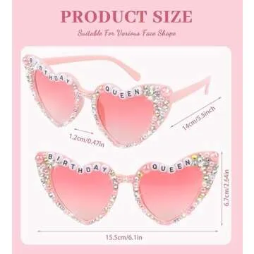 Birthday Glasses for Women- 'Birthday Queen' Birthday Sunglasses for Happy Birthday Party Gifts Accessories Party Favors (Pink)