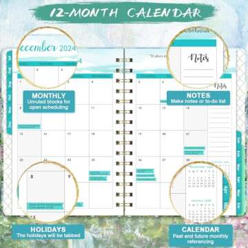 Makapoo Planner 2024-2025 - Academic Planner 2024-2025, Weekly and Monthly Planner 2024-2025, July 2024 - June 2025, 6.4" x 8.5" - Oil Painting