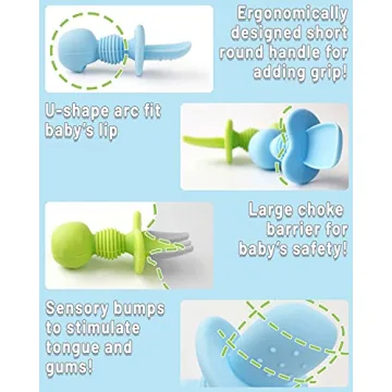 Silicone Baby Spoons & Forks Set for Self-Feeding