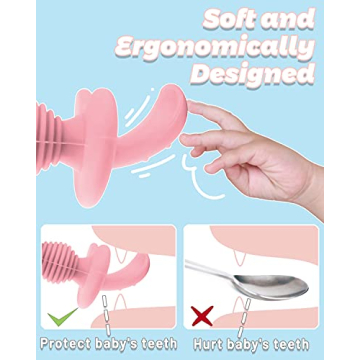 Silicone Baby Spoons & Forks Set for Self-Feeding