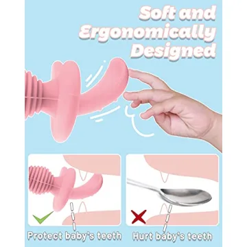 Silicone Baby Spoons & Forks Set for Self-Feeding