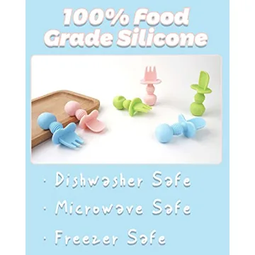 Silicone Baby Spoons & Forks Set for Self-Feeding