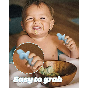 Silicone Baby Spoons & Forks Set for Self-Feeding
