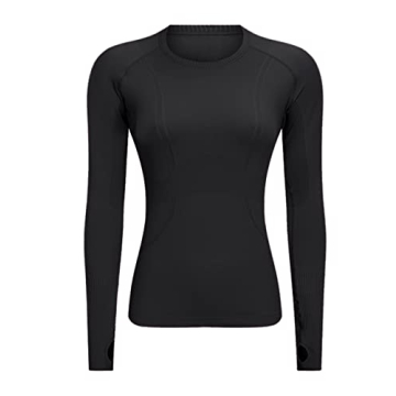 LUYAA Women's Fitted Long Sleeve Workout Top - Black