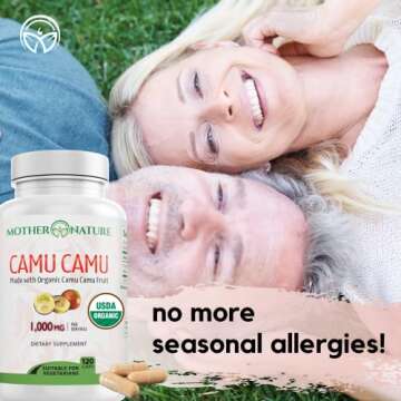 Organic Vitamin C from Camu Camu Capsules 1,000mg, Packed with Natural VIT C, Raw Antioxidants - Immune Support Supplement & Anti-Aging for Skin - Powder Organic, Vegan, Non-GMO (120 Count)